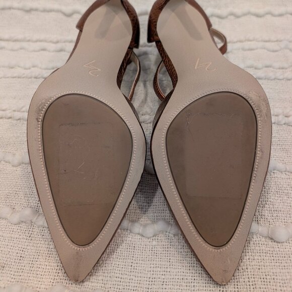 Naturalizer 27 Edit Abilyn Brown Bronze Snake Pointy Toe Ankle Strap Heels 8.5 - Picture 6 of 6